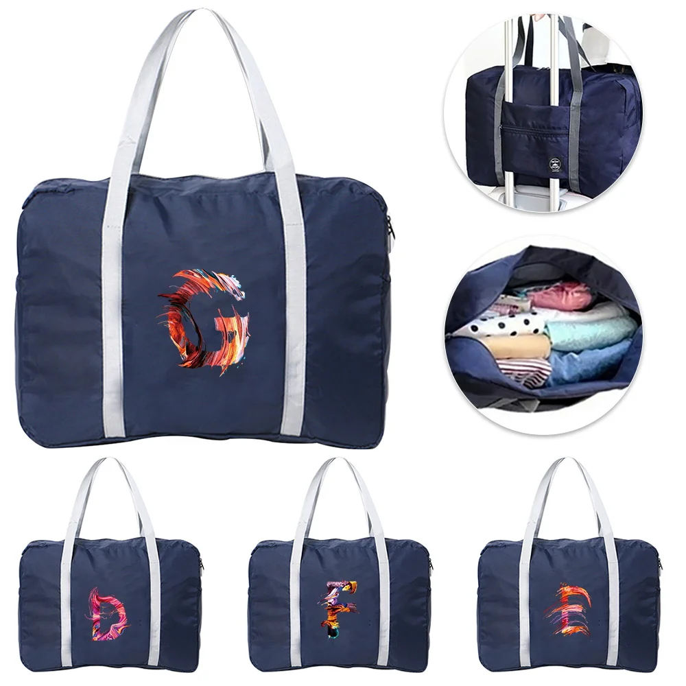 Travel Bag Large Capacity Bags Foldable Luggage Fashion Handbag Paint Letter Series Pattern Traveling Clothes Storage Handbags