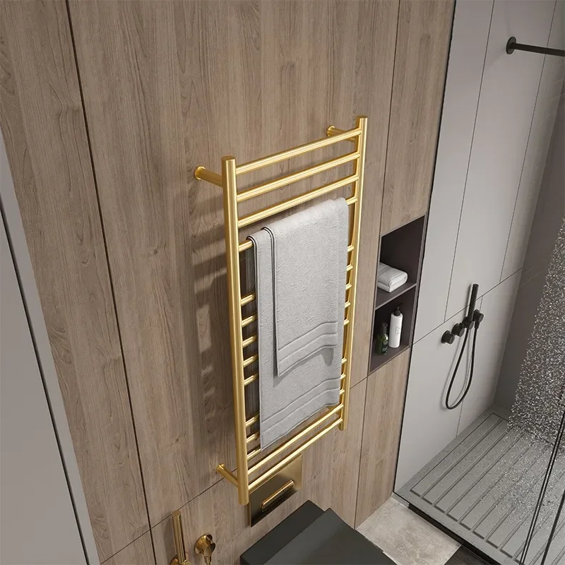 304 Stainless Steel Gold Electric Towel Warmer - 162W IP56 Waterproof Heated Rack (110V/220V)