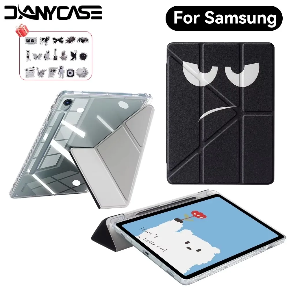 Case For Samsung Tab S10 Lite SM-X400/X406B/S10 FE/S10/S9 FE SM-X510/S9 SM-X710/X716B/X718U Crystal Clear Case with Pencil Slot