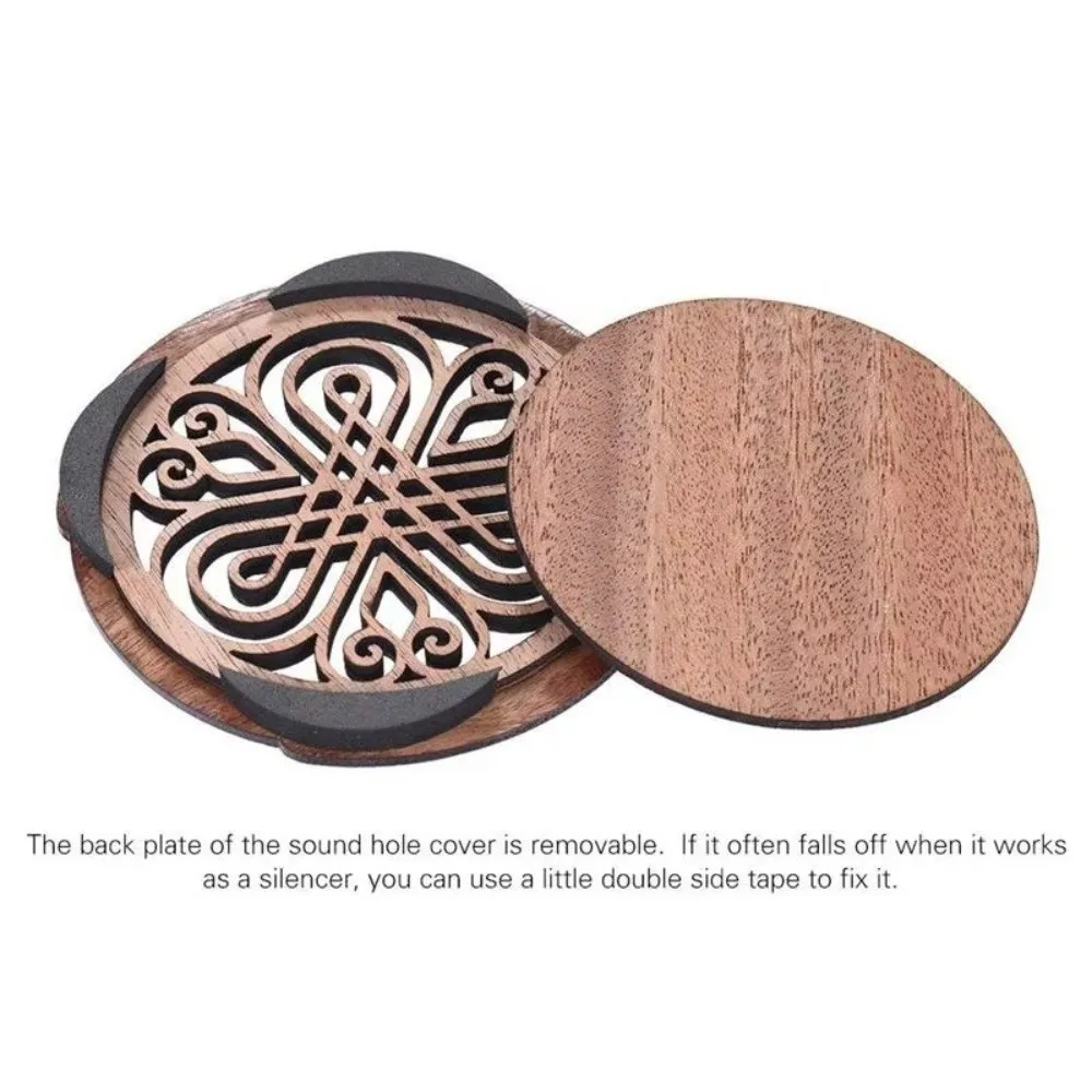 Wood Guitar Soundhole Cover Decorative Cutout Round Shape Acoustic Guitar Accessory Anti-Feedback Carved Pattern
