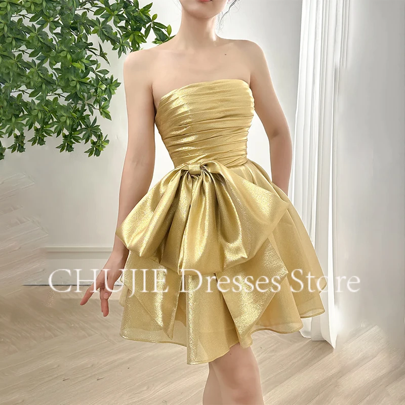 

Customized Glitter Cocktail Dresses Hot Sale A Line Pleat Graduation Dress Homecoming Dress Woman Elegant Wedding Prom Gowns