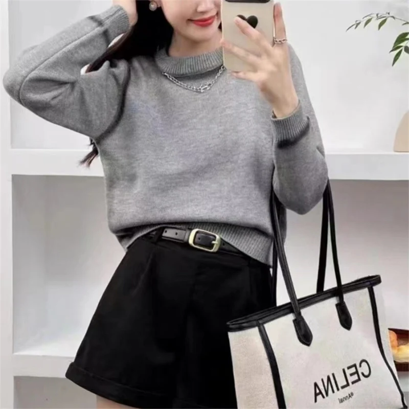 Chic Graffiti Printed Knitted Pullovers Y2K Fashion Contrast Color O-Neck Sweaters Autumn Winter Korean Streetwear Casual Tops