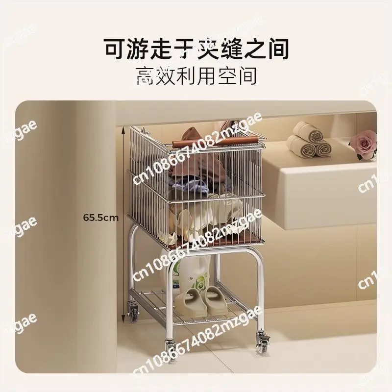 

Dirty clothes basket trolley storage rack bathroom