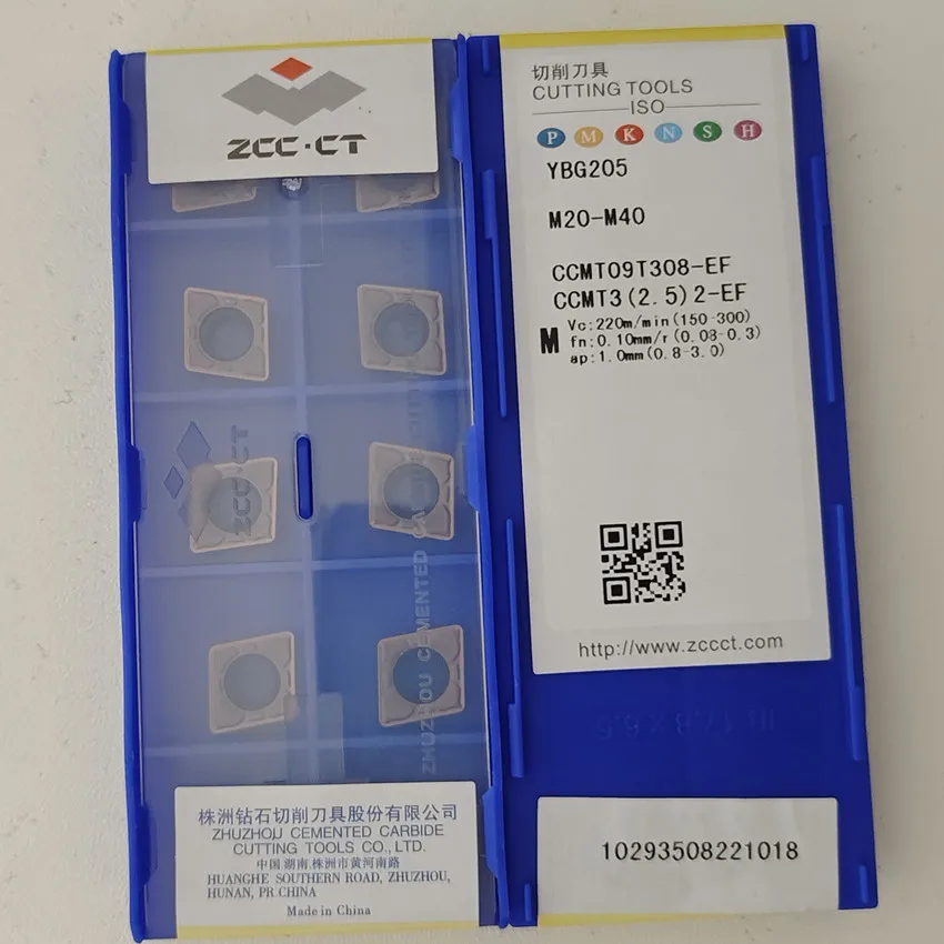 

CCMT09T308-EF YBG205 CCMT09T308 CCMT32.52 ZCC.CT CNC blade carbide inserts Turning inserts For Steel, Stainless steel M20-M40