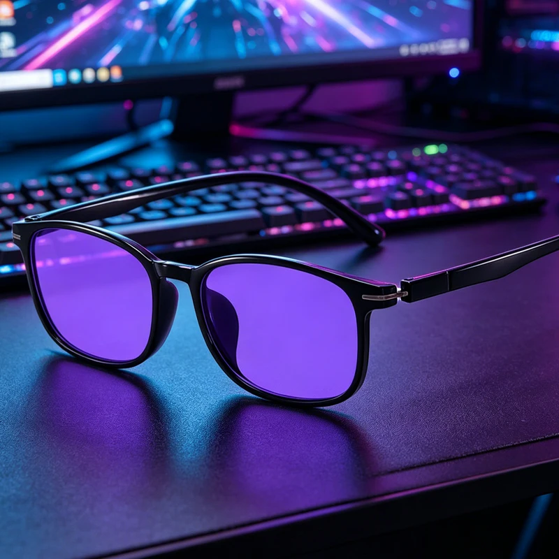Ultralight Purple Lenses Blue Light Blocking Glasses for Men Trendy Blue Eyeglasses Frame Outdoor Anti-UV Computer Glasses Women