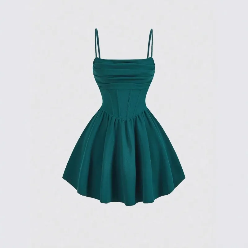 French Style Slim Backless A-Line Dress Sexy Square Collar Sleeveless Mini Dresses Y2k Women Summer Fashion Vestidos New Платье