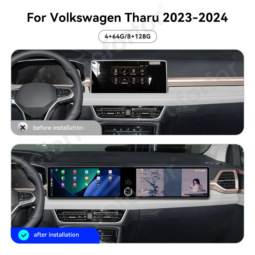 

For Volkswagen Tharu 2023-2024 12.3" Dual Screen Android 13 Touch Screen Car Multimedia GPS Navi CarPlay Auto Bluetooth WiFi