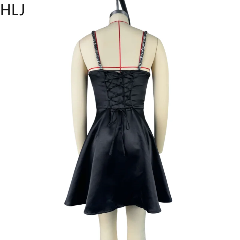 HLJ Elegant Rhinestone Patchwork Mini Bodycon Dress Off Showlder Backless Sleeveless Dresses Female Clubwear Vestidos Summer New