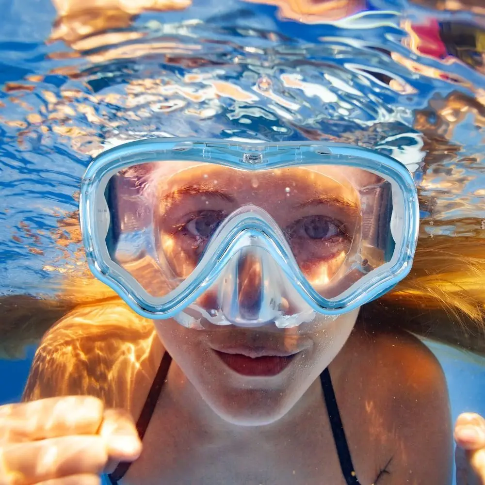Unisex PC Glass Kids Swim Goggles with Nose Cover Anti Fog Child Diving Mask PVC Strap Wide View Pool Swim Eyewear for Youth