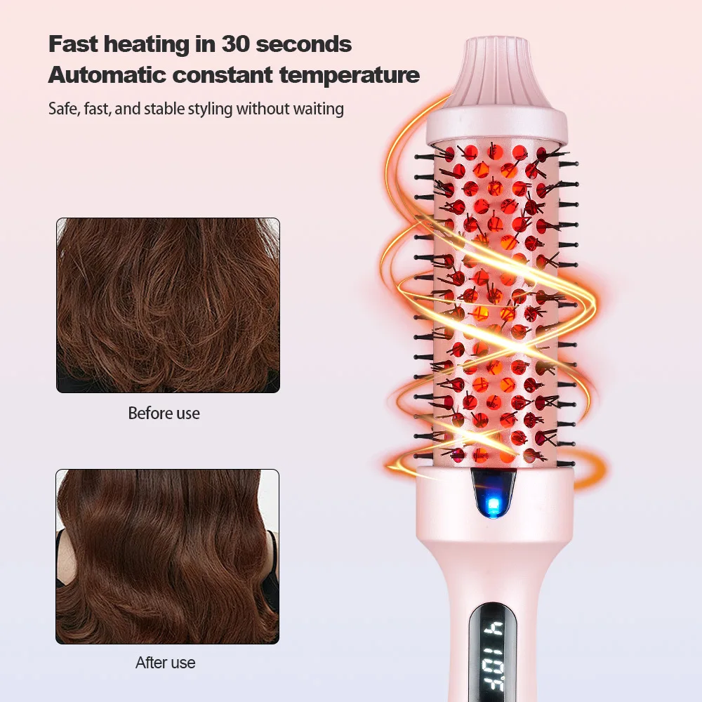 Dual Voltage Ionic Thermal Brush For Curling And Straightening 6 Temperature Settings & LED Digital Display Hot Air Styler