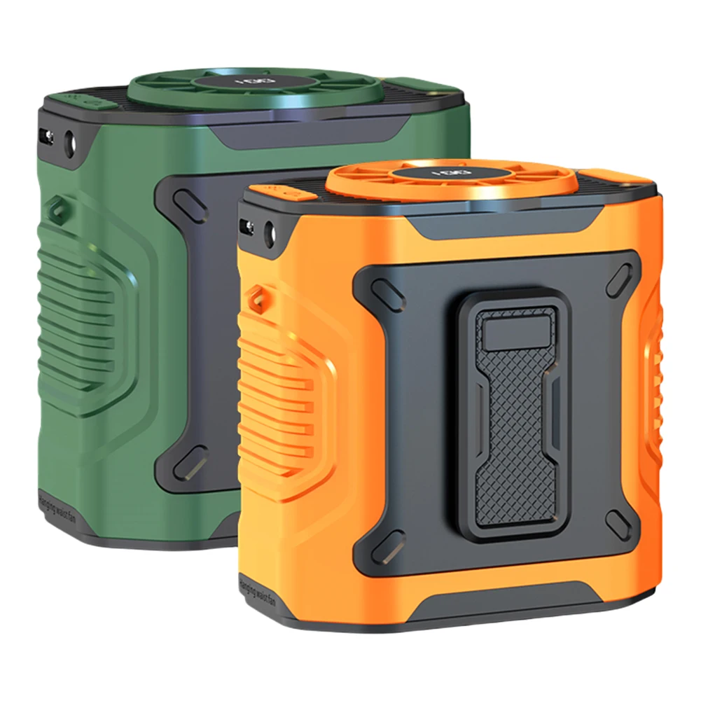 3600mAh 휴대용 야외 허리 팬, 목걸이형 강력 풍량, 보조배터리 및 LED 조명 기능, 비상, 스포츠, 야외 작업에 적합