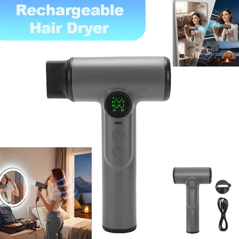 

Беспроводной фен с USB-зарядкой, портативный, бесшумный, для студентов, поездок и использования на природе