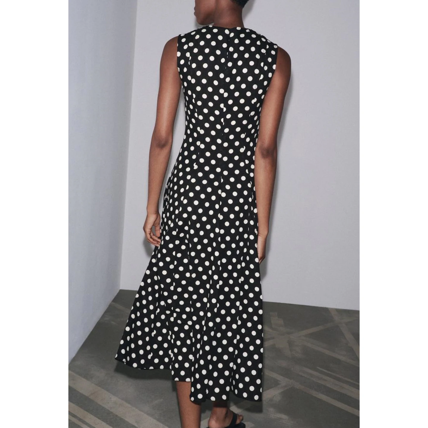 夏の女性用通勤スカート、ミックスリネン素材、ハイウエストAラインスカート、ポリエステル繊維、ラウンドネック