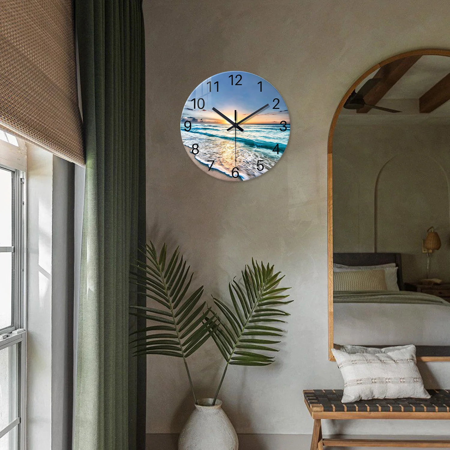 الموضة الحديثة نسيج الرخام نمط 4 مللي متر سميكة الزجاج المقسى ساعة حائط غرفة المعيشة غرفة نوم المطبخ ديكور المنزل ساعة حائط ساعة كوارتز صامتة هدية عيد 12 بوصة 14 بوصة 16 بوصة (بدون بطارية)