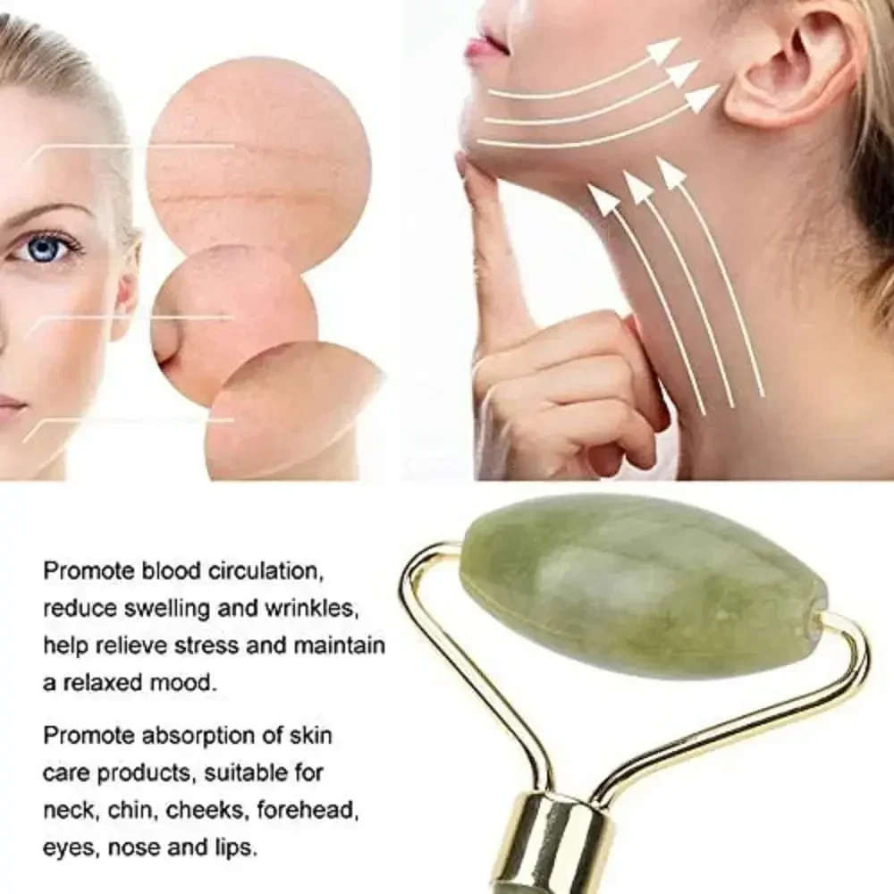 ธรรมชาติ Xiuyan Jade Roller สําหรับใบหน้าและคอ Anti-Aging Jade Roller Facial Liftting Double-end Jade Roller และ Gua Sha ชุด