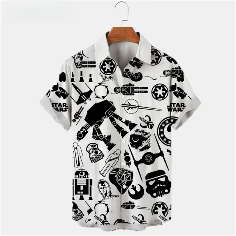 3D Printed Cool Mecha Aloha Shirt For Men Space Fight Pattern Blouse Summer Loose Short Sleeve Lapel Tops Hawaiian Shirts