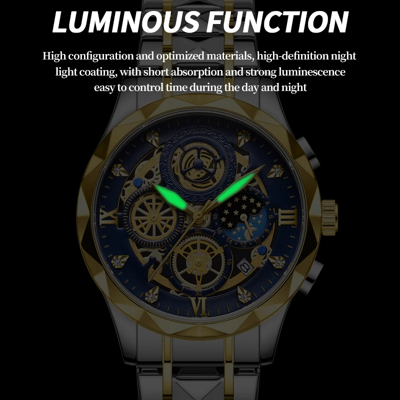 PENGAGAR Luxury Military Watch for Men Waterproof Luminous Date Chronograph Man Watch Sport Quartz Stainless Steel Men\'s Watches