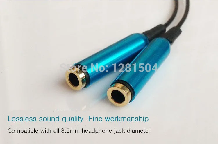 Bán sỉ Nhiều Màu Kim Loại 3.5 mét stereo mini jack 1 Nam để 2 Nữ Splitter Tai Nghe Âm Thanh AUX Cable DHL/ fedex 100 cái/lốc