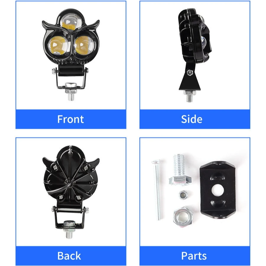 البومة نمط الثلاثي عدسة LED بقعة ضوء كشافات مقاومة للماء للدراجات النارية سيارة على الطرق الوعرة E-الدراجة اختراق اكسسوارات السيارات