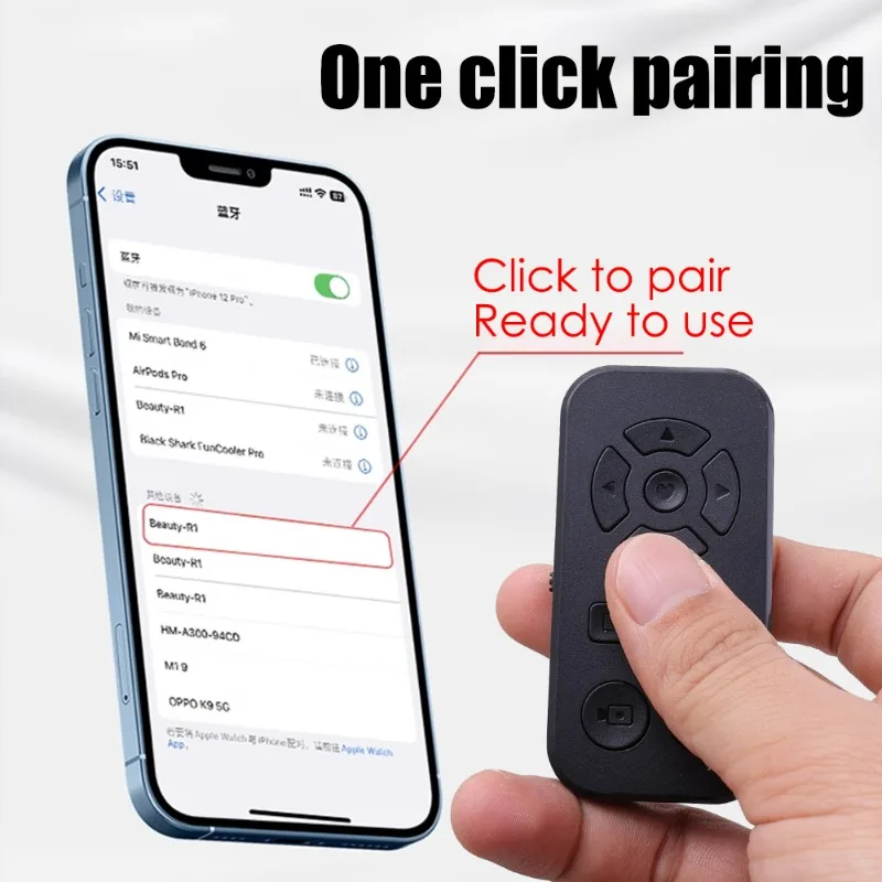Bluetooth Remote Video Camera Controller for Xiaomi Samsung Huawei Android Mobile Phone for Tiktok Live Video Movie Page Turning