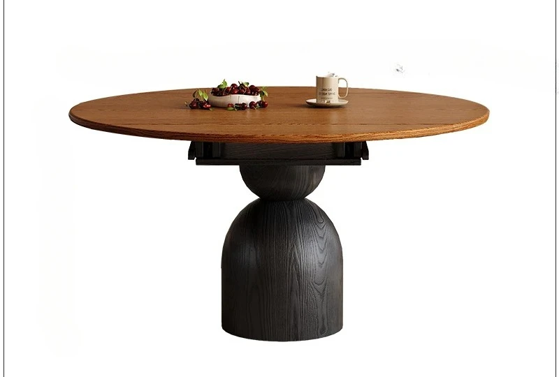 

Средневековый выдвижной обеденный стол из массива ясеня, круглый стол переменного тока, складной складной двойного назначения для маленькой квартиры во французском стиле