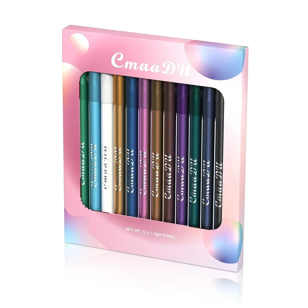 Heallor CmaaDu Eyeliner Chro Magraphic, 12 warna Nude kosmetik cepat kering tahan air tahan keringat pena Eyeshadow tahan lama M