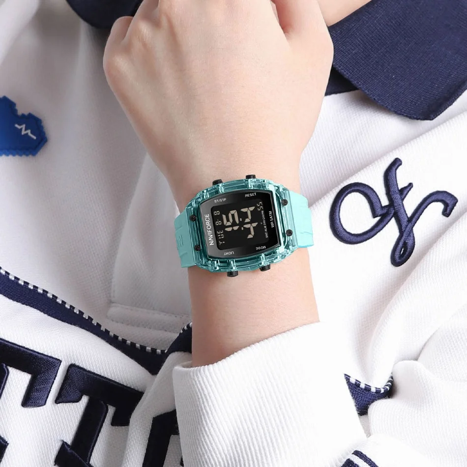 

Новые NAVIFORCE модные силиконовые ремешки спортивные электронные наручные часы часы унисекс ЖК-цифровые 5ATM водонепроницаемые часы тренд