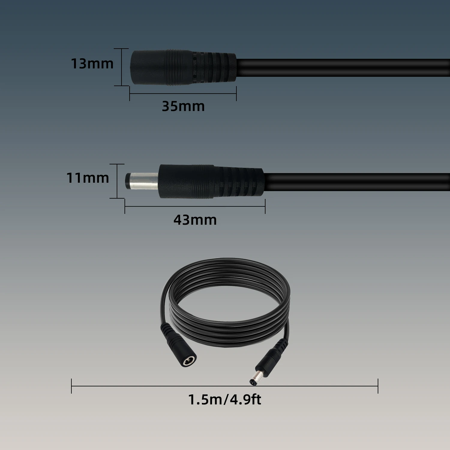 16AWG DC Power Cable DC5.5x2.1mm Male and Female Extension Cables for 12V-24V Security Surveillance Camera/Solar Panel DC Cable