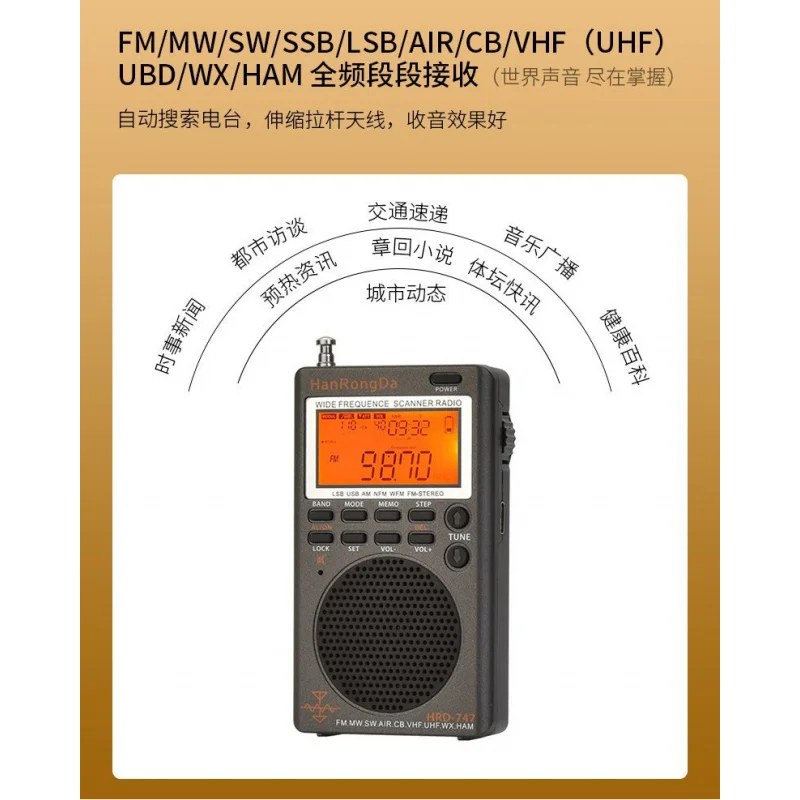 

HanrongdaHRD-747Portable Полнодиапазонный цифровой дисплей, цифровой дисковод, для бездорожья, PlayerVHF/UHFChannel