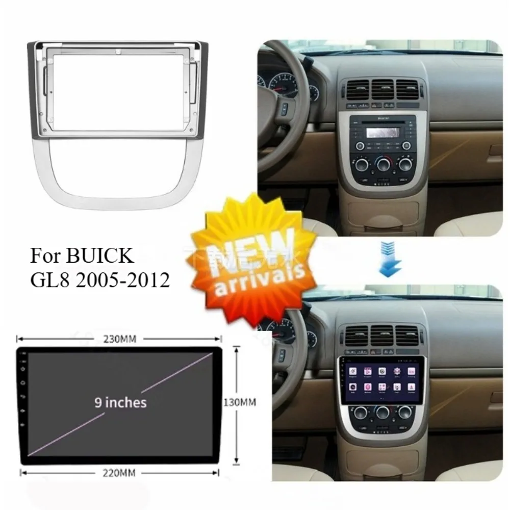 

Для BUICK GL8 2005-2012 9-дюймовый Android-радио с двойным Din, комплект приборной панели, установка, установка, отделка, панель, рамка для плеера