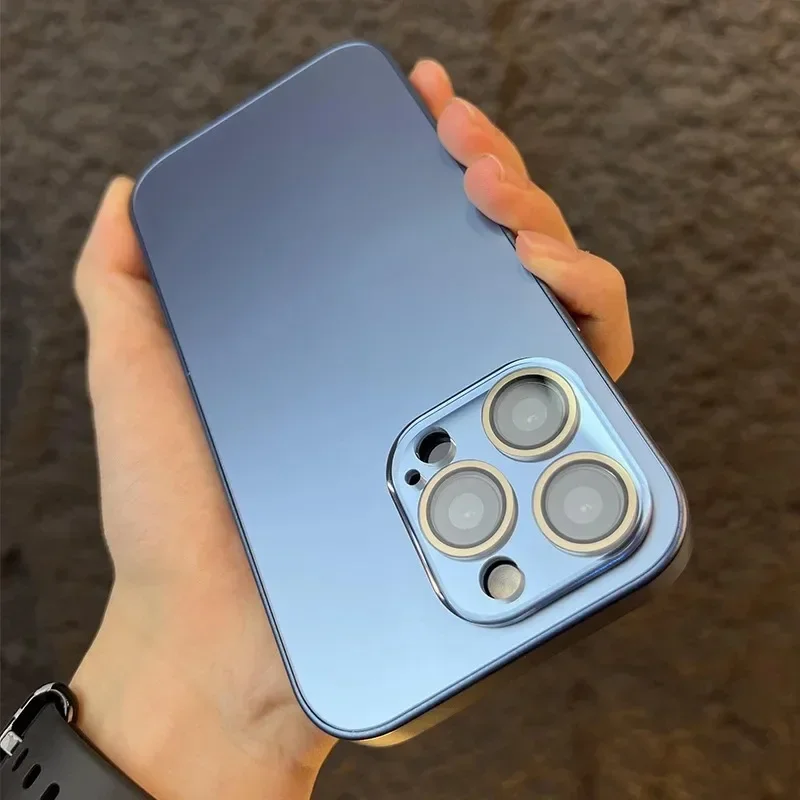 الفاخرة الزجاج المقسى متجمد جراب هاتف آيفون 16 15 14 13 12 برو ماكس زائد عدسة حماية الكاميرا غطاء ممتص للصدمات