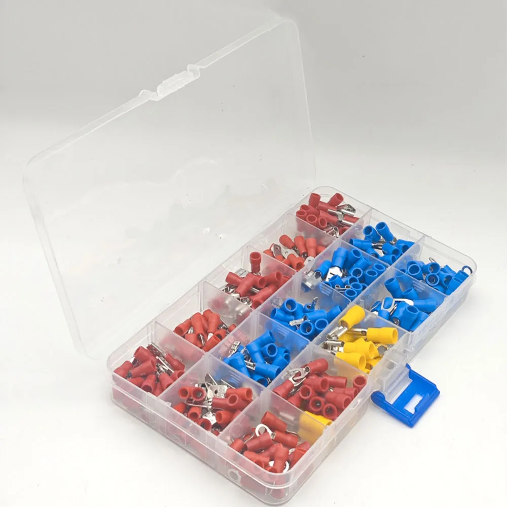 300Pcs Electrical Connectors, Insulated Wire Electrical Cable Connectors, Fork Ring Spade Butt Quick Disconnect Crimp Terminals