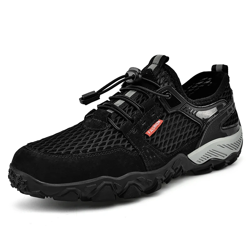 Men Soft Casual Shoes Summer Breathable Mesh Sneakers Light Black Hike Footwear Walking Shoes Outdoor Sport Shoes Male Gym Shoes