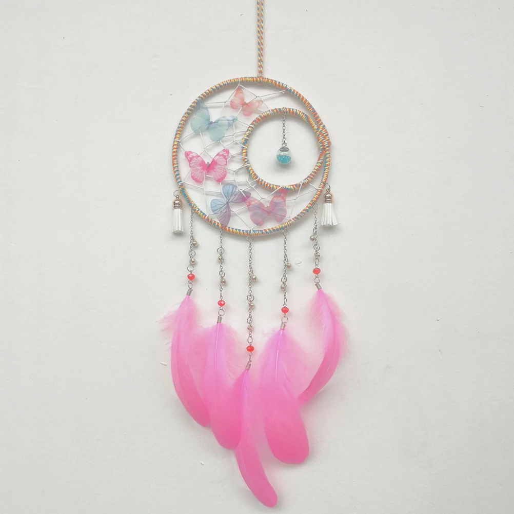 Glass Dream Catcher Pendant White Pink With Lamp Night Light For Bedroom Living Room Garden Porch Patio Entry