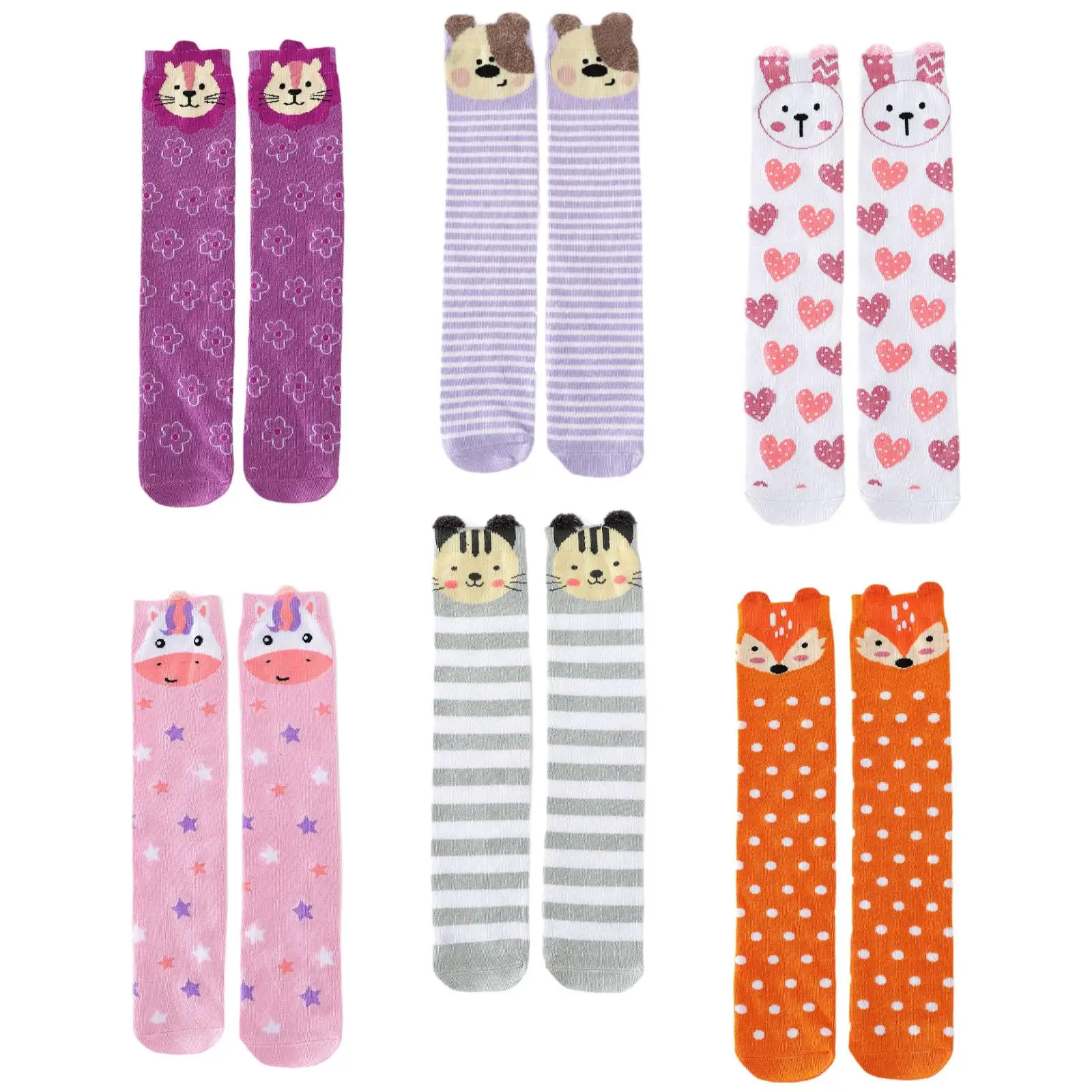 Children’s Animal Print Knee High Socks Cotton Long Boot Socks for Girls Spring Activities