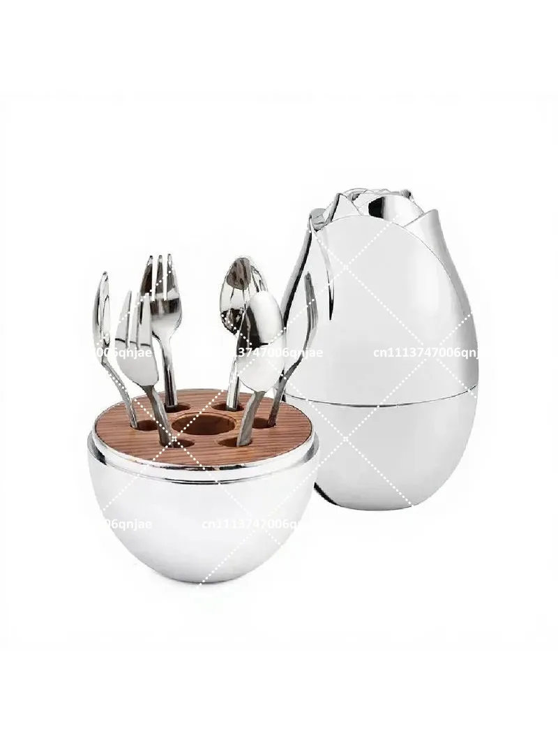stainless steel mixing spoon, fruit fork tableware storage egg Cross-border creative mini high-value rose mood egg