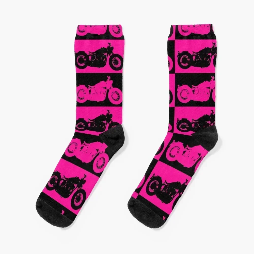 

Bigger Black and Pink Motorcycle Socks snow colored Socks Men's Women's