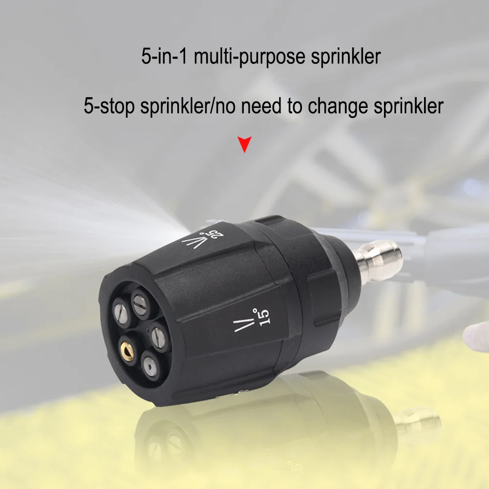 Washing Nozzle Nozzle 1/4 160BAR 5 In1 Black Stainless Steel For Car/garden/yard Cheaning Accessories High-quality Rotary