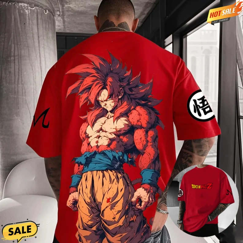 Koszulka Son Goku Anime Dragon Ball 2025 Letnia Harajuku Męska Oversize Vintage Street Damska Casual Luźna Krótki Rękaw Top