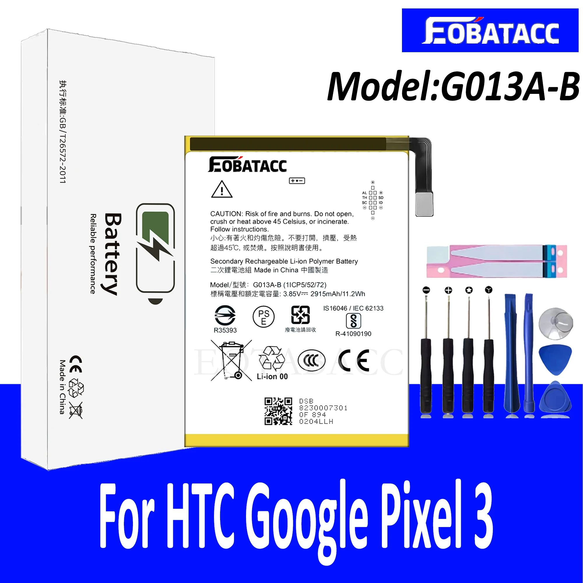 

EOTABACC 100% New Original Battery G013A-B For HTC Google pixel 3 Phone Battery +Tools