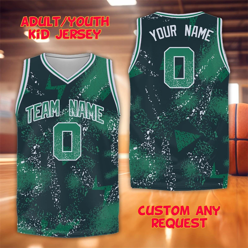Fashion V Neck Personality Basketball Jersey Summer Trendy Sportswear Custom Name Team Name Number Tank Tops Casual Loose Tops