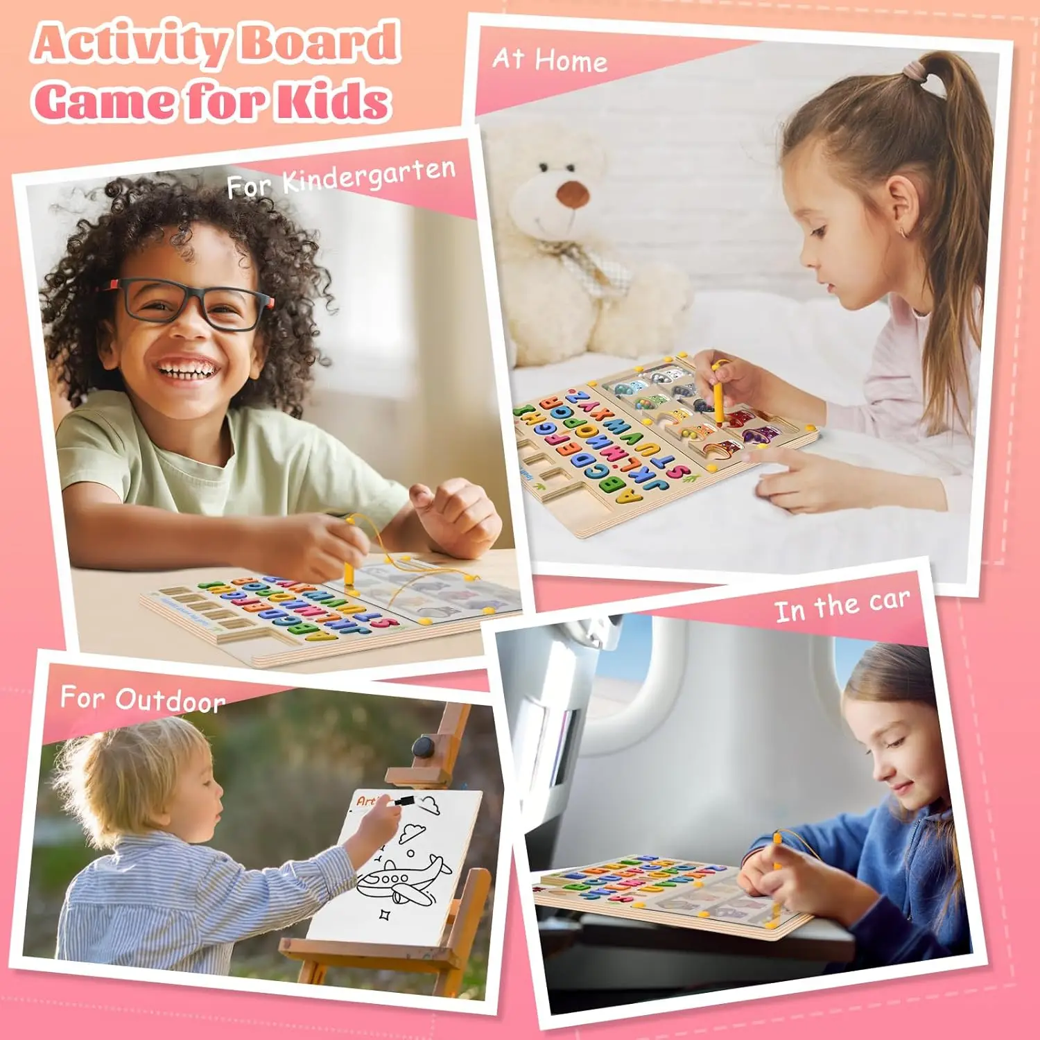 Labyrinthe de couleurs magnétiques, planche à dessin assortie en bois, jouets sensoriels éducatifs Montessori, motricité Fine, jouets de voyage pour enfants