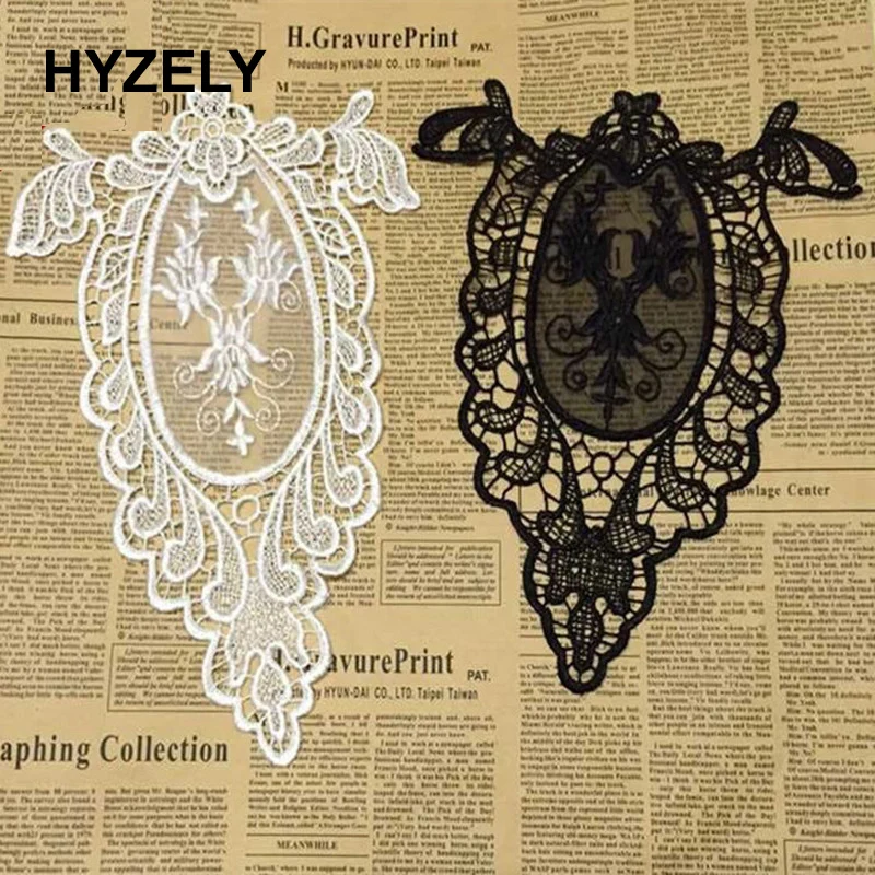 Black/White Fine Venice Lace Fabric Dress Applique Motif Blouse Sewing Trims, DIY Neckline Collar Costume Decoration