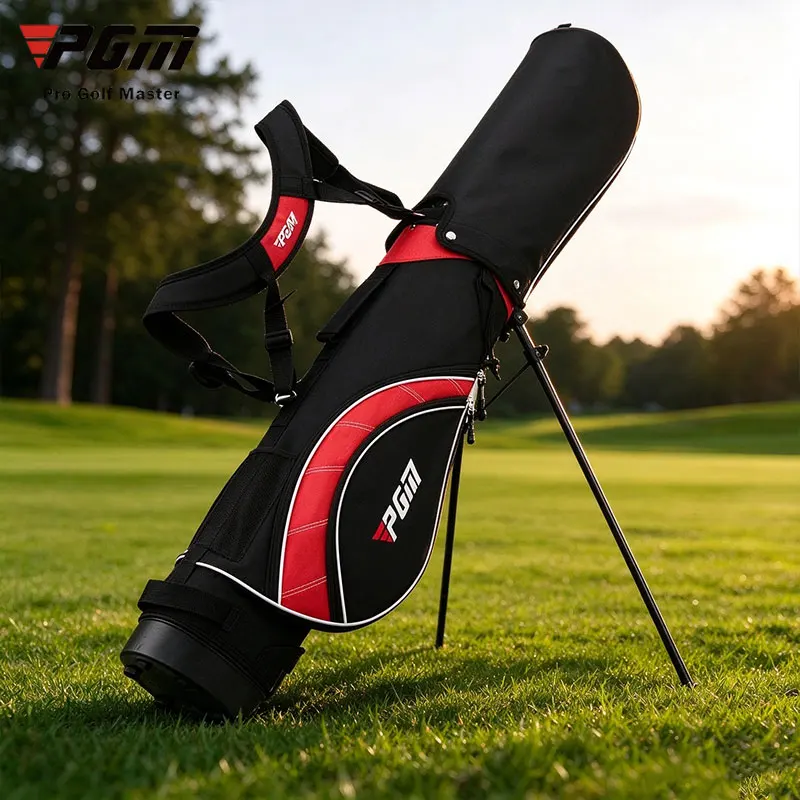 PGM QB023 Junior golf bracket bag light double bracket upright waterproof fabric multi-pocket junior training golf bag