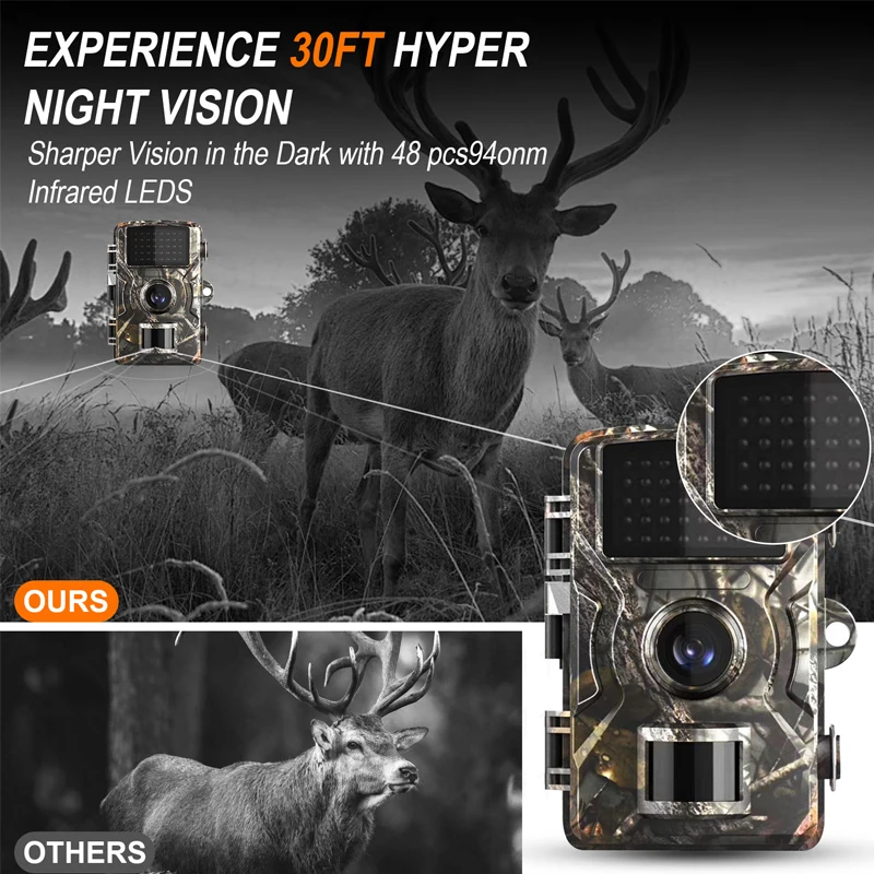 Wildlife Trail Cameras 16MP 1080P Infrared Night Vision Wild Hunting Camera Waterproof Outdoor Motion Activated Tracking Photo