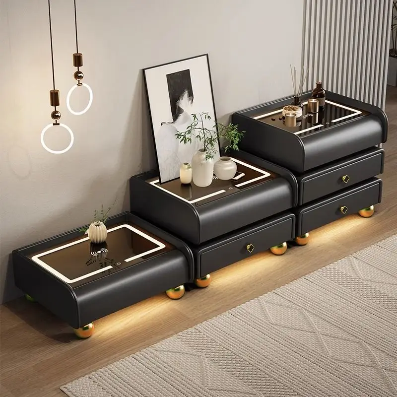 Smart bedside table, bedroom simple modern slate multi-function wireless charging three-pump bedside table