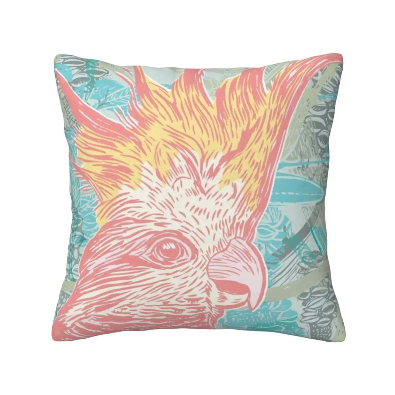 Cockatoo-Linocut Print Pillows Case Bedroom Home Decoration Cockatoo Linocut Printmaking Lino Cuts Australia Birds