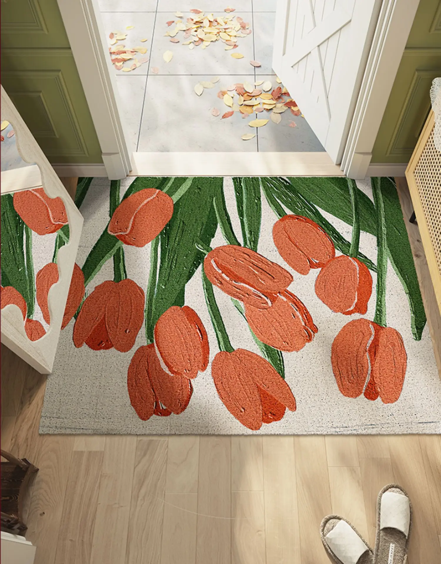 Custom Red Tulips Flower Doormat Welcome Mats Front Door Outdoor Entry Rugs Non-Slip Washable Indoor Funny Carpet Heavy Duty Rug