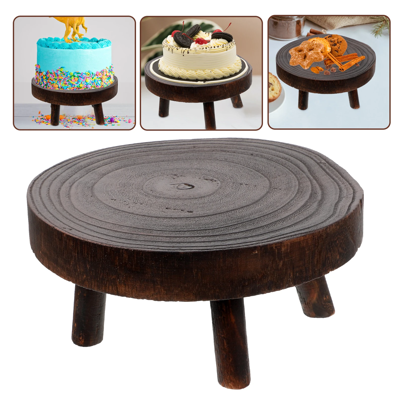 

Wooden Tripod Stool 20x9cm Storage Display St for Cake Fruit Plant Home Decor Balcony Flowerpot Holder