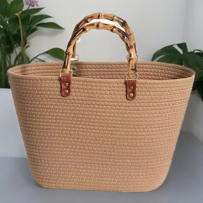 Large Capacity Women Summer Straw Beach Tote Bag for Travel Vacation Stripes Woven Handbags Shoulder Bags for Women Trend 2024